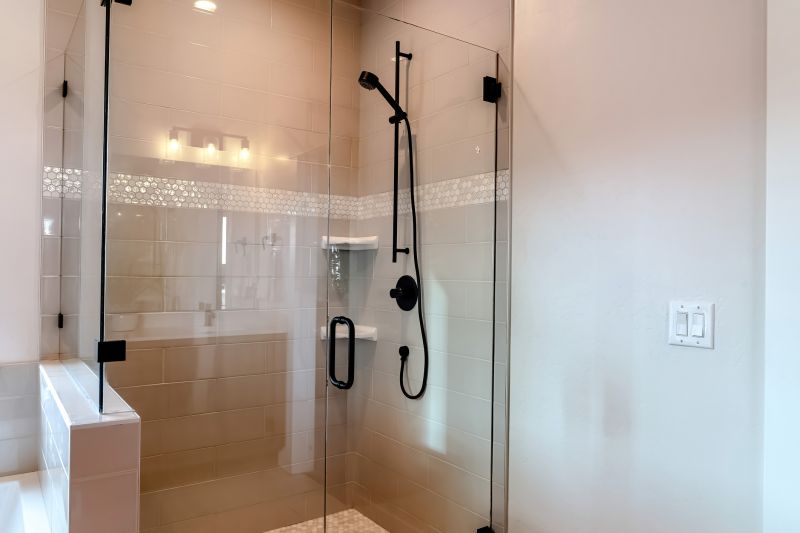 Open Shower with Matte Black Fixtures